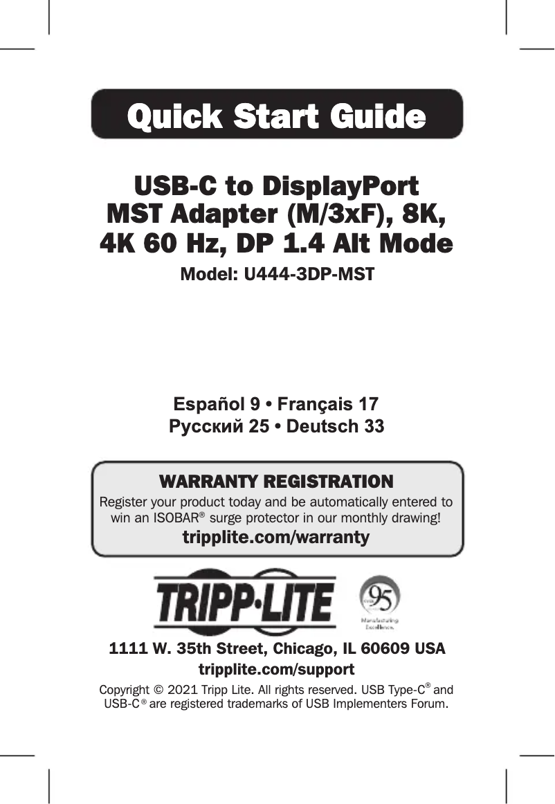Page n°1 - Manuel utilisateur Tripp Lite U444-3DP-MST