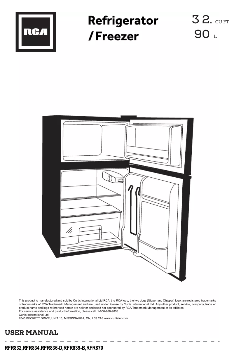 Page 1 de la notice Manuel utilisateur Curtis RFR870