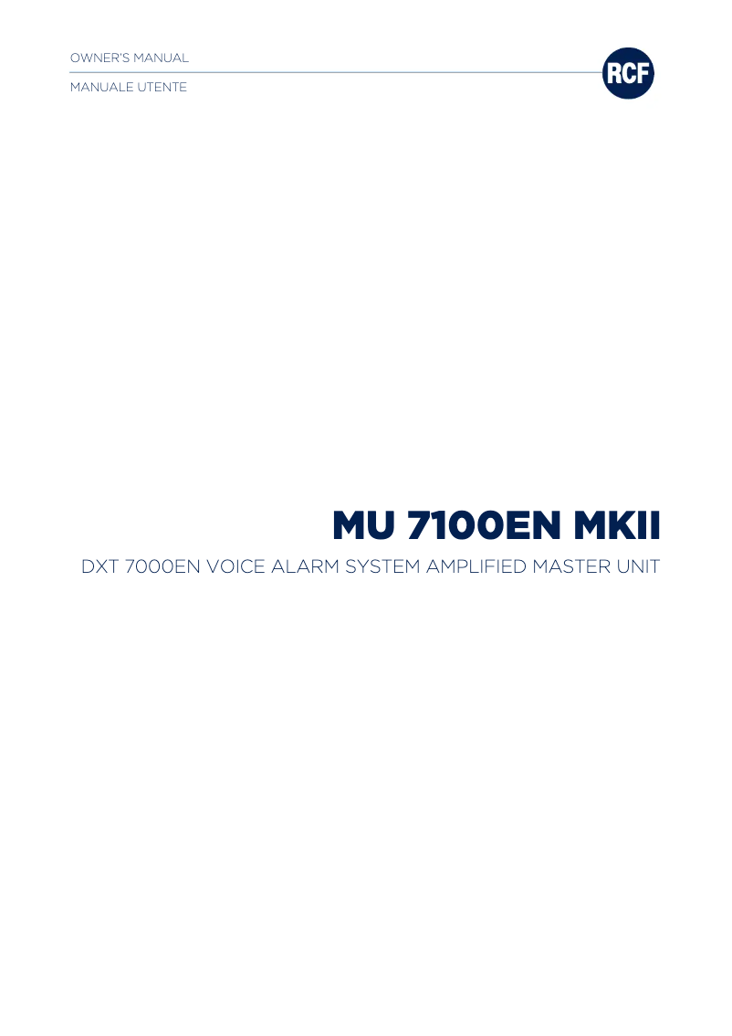 Page 1 de la notice Manuel utilisateur RCF MU 7100EN MKII