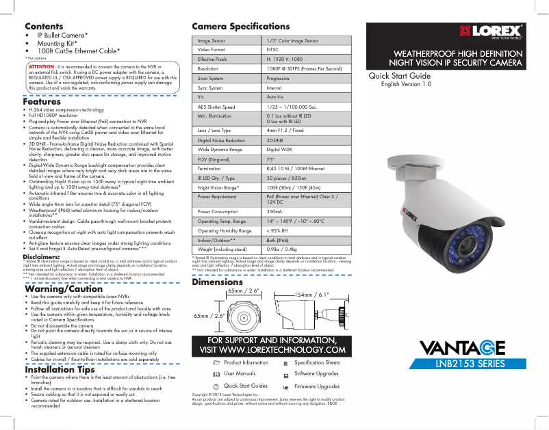 Page n°1 - Manuel utilisateur Vantage LNB2153B