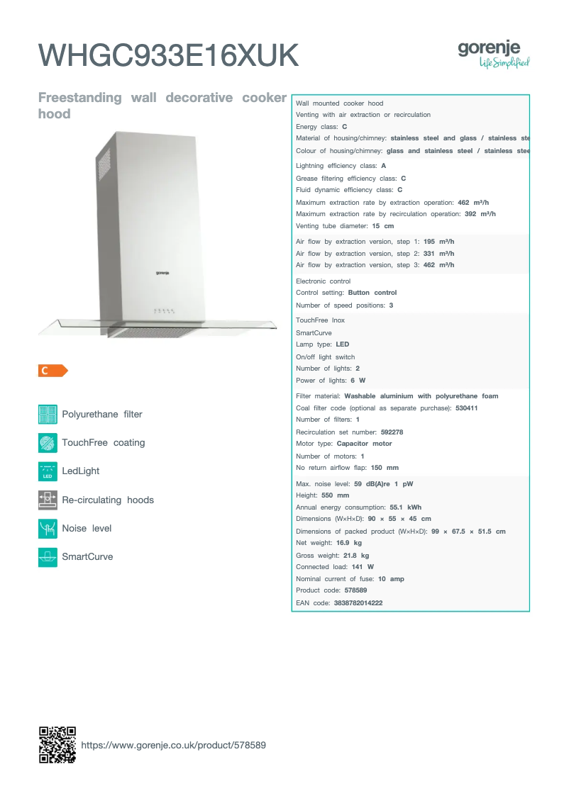 Image de la première page du manuel de l'appareil WHGC933E16XUK