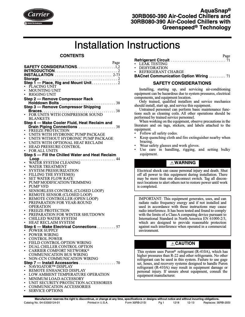 Image de la première page du manuel de l'appareil AquaSnap 30RB