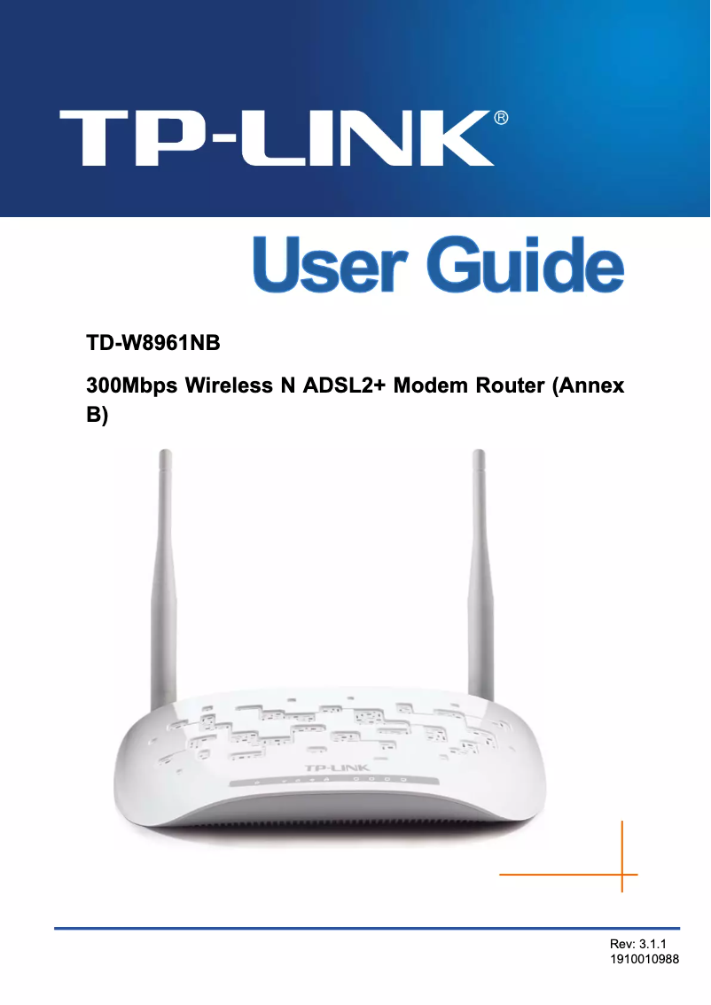 Page 1 de la notice Guide d'installation TP-Link TD-W8961NB