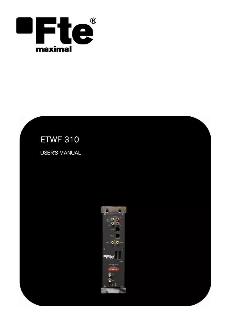 Page n°1 - Manuel utilisateur Fte maximal ETWF 310