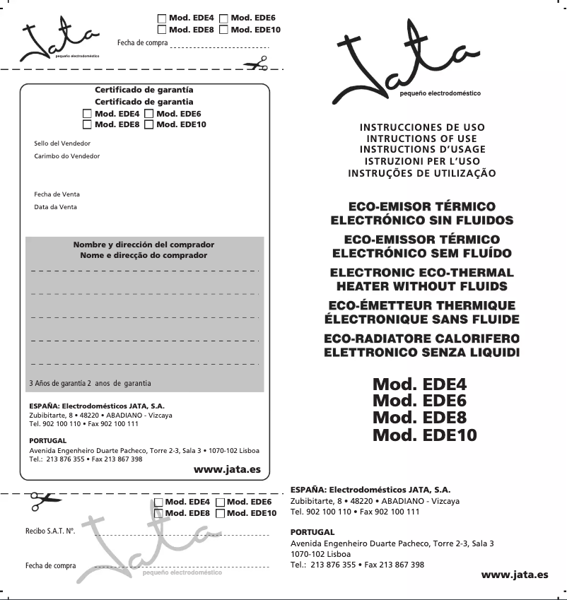 Image de la première page du manuel de l'appareil EDE10