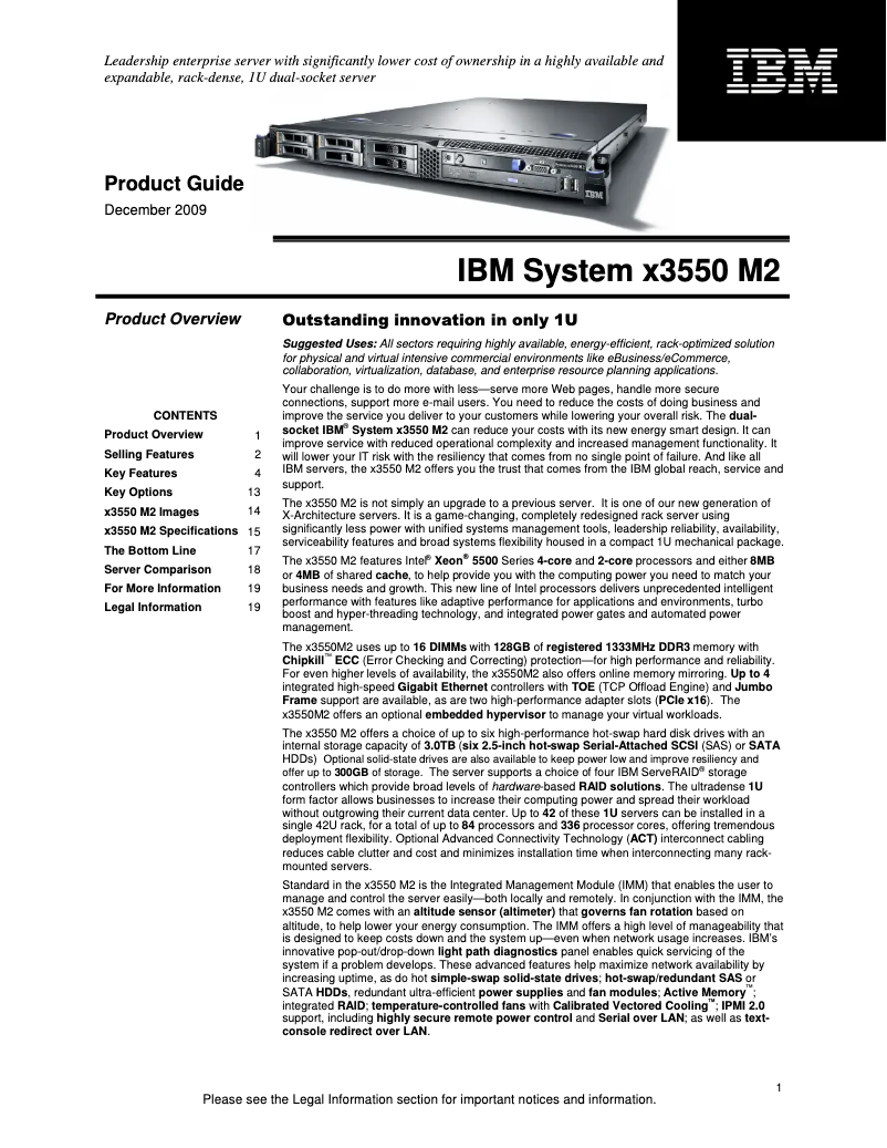 Page 1 de la notice Manuel utilisateur IBM eServer x3550 M2