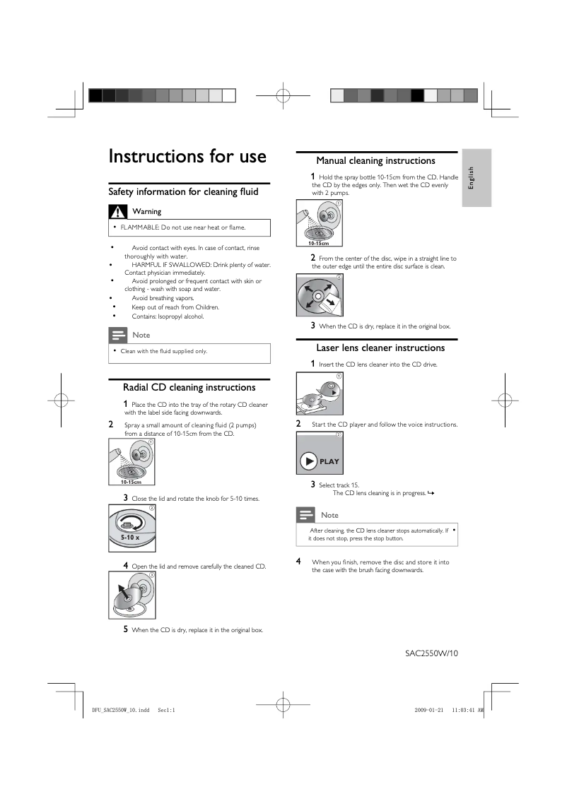 Page 1 de la notice Mode d'emploi Philips SAC2550W