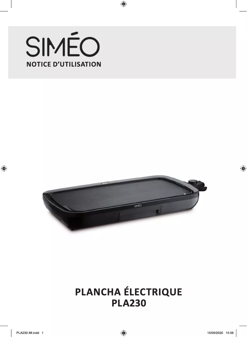 Page 1 de la notice Manuel utilisateur Siméo PLA230