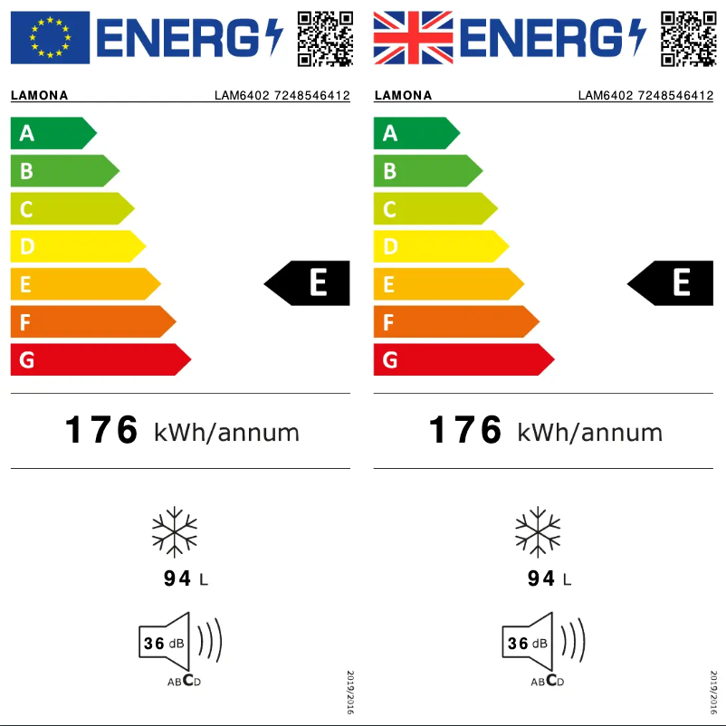 Page 1 de la notice Label énergétique Lamona LAM6402
