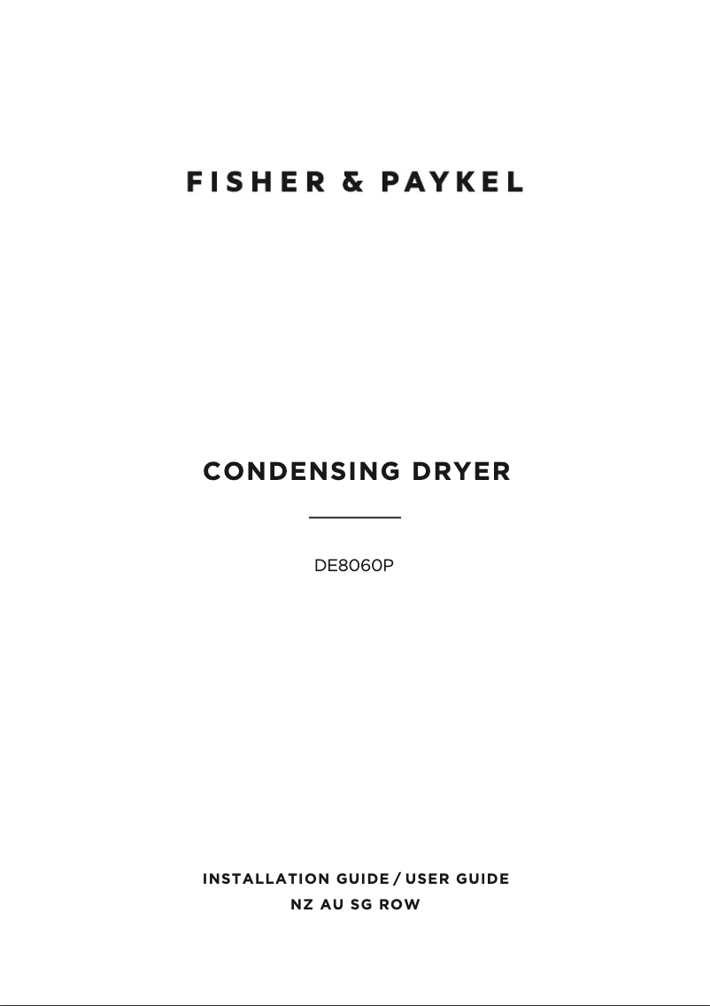 Page n°1 - Manuel utilisateur Fisher & Paykel DE8060P3