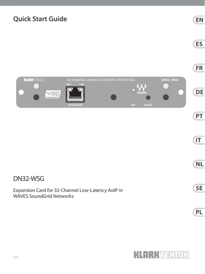 Page 1 de la notice Manuel utilisateur Klark Teknik DN32-WSG