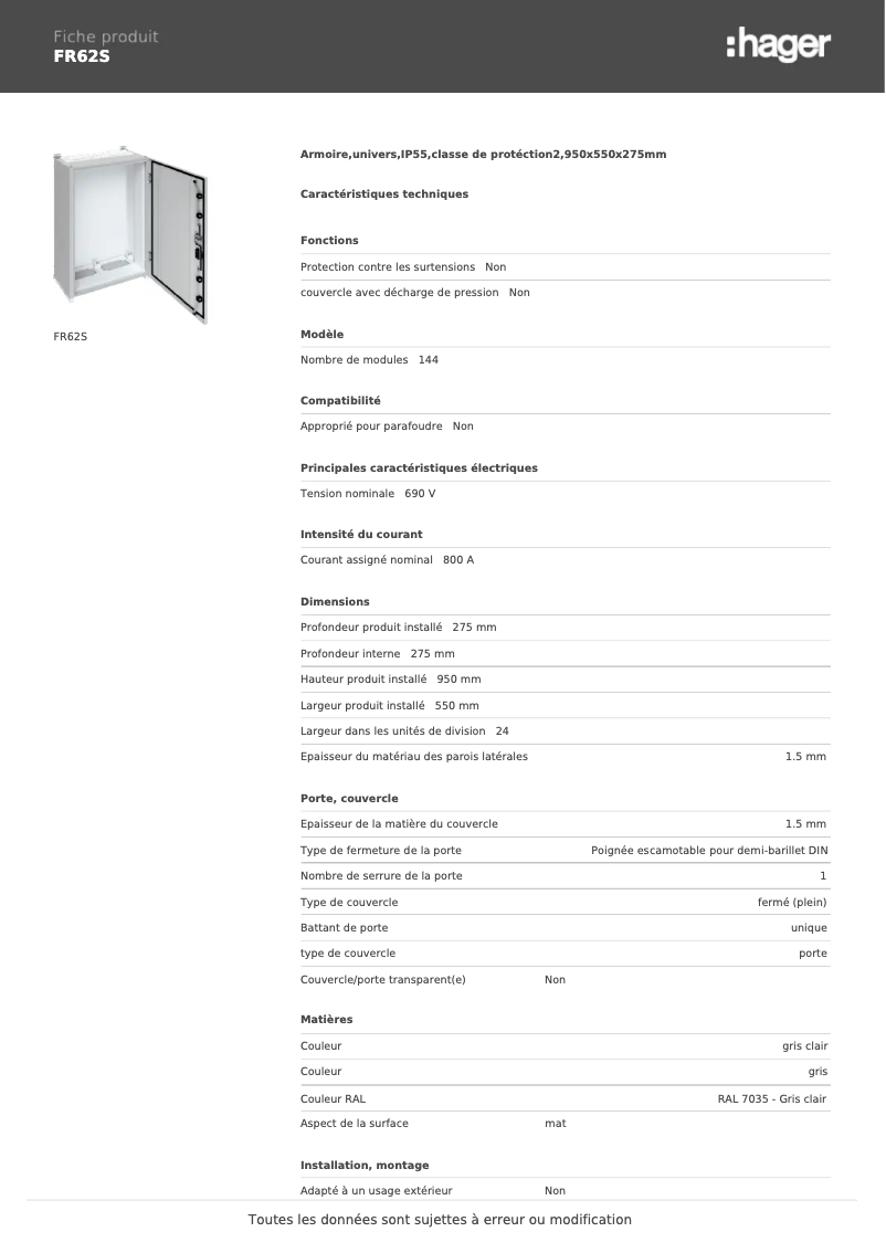 Image de la première page du manuel de l'appareil FR62S