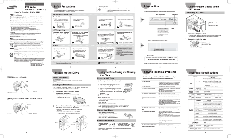 Page 1 de la notice Manuel utilisateur Samsung SH-S183L