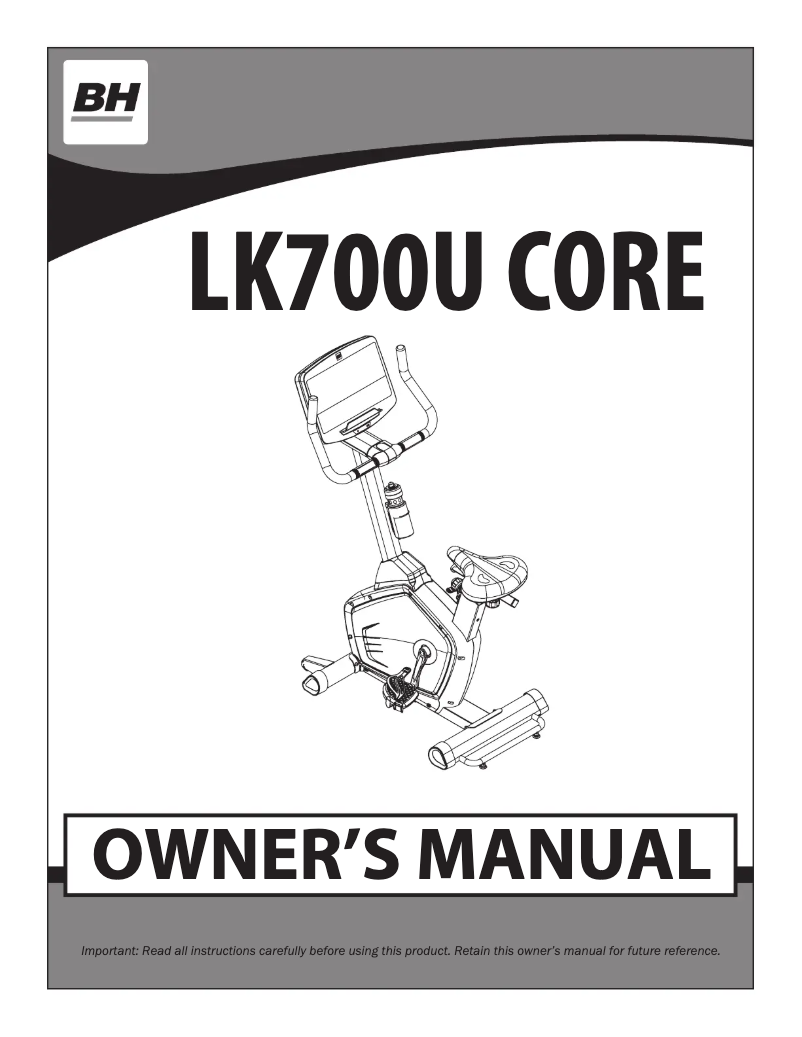 Page 1 de la notice Manuel utilisateur BH Fitness LK700U Core