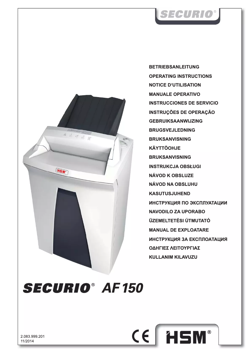 Page n°1 - Manuel utilisateur HSM Securio AF 150 1.9 x 15mm