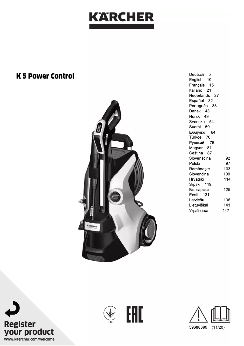 Page n°1 - Manuel utilisateur Kärcher K5 Power Control Car & Home