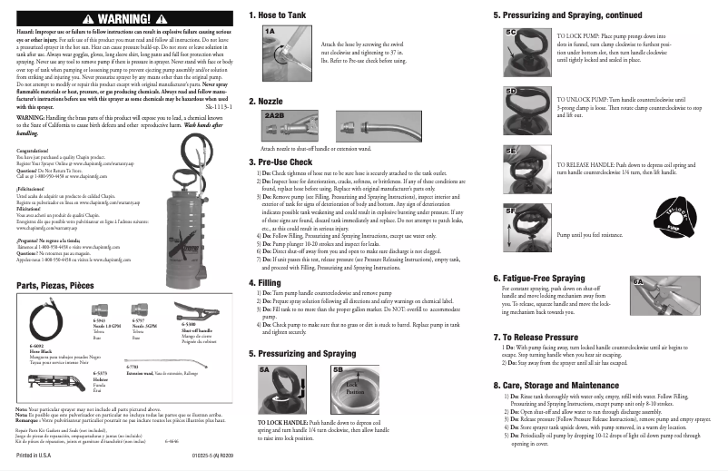 Page 1 de la notice Manuel utilisateur Chapin 19049