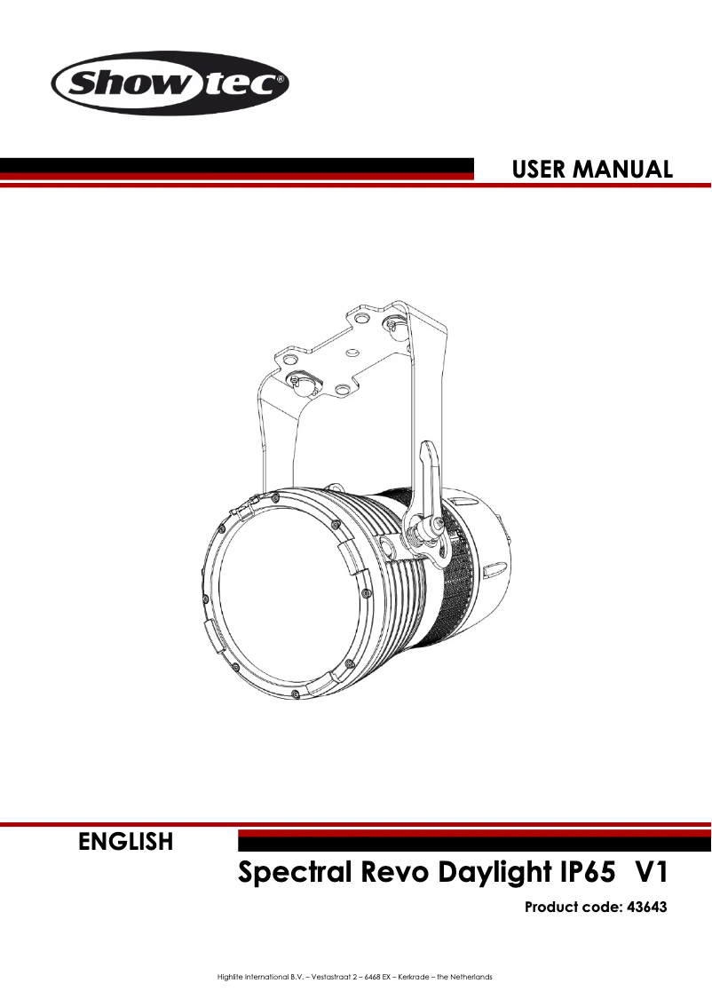 Page n°1 - Manuel utilisateur Showtec Spectral Revo Daylight