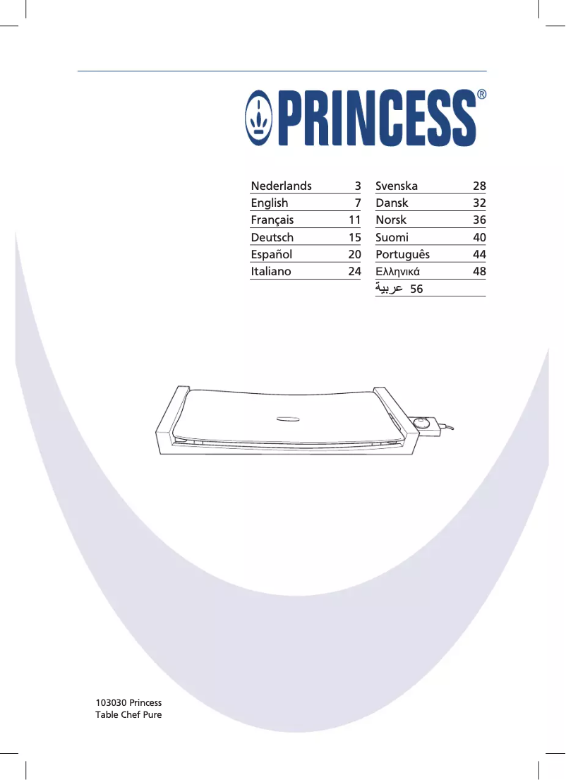 Page 1 de la notice Manuel utilisateur Princess Table Chef Pure 103030