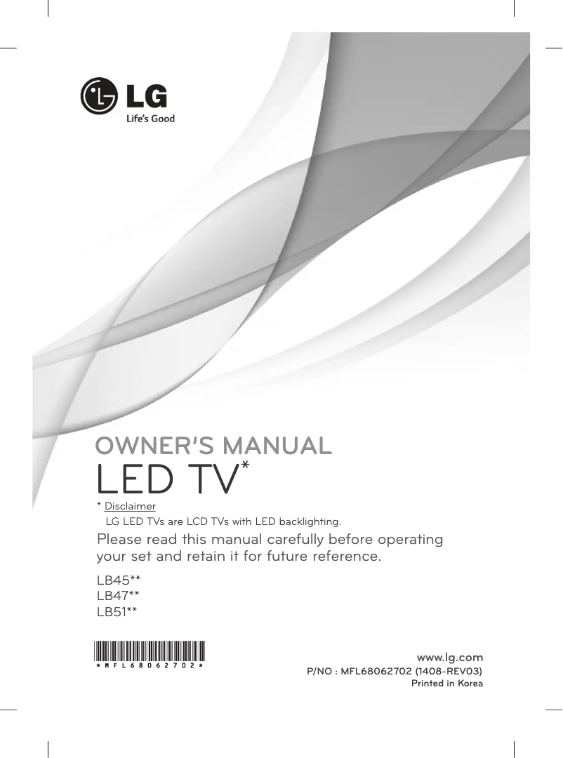 Page 1 de la notice Manuel utilisateur LG 29LB450A