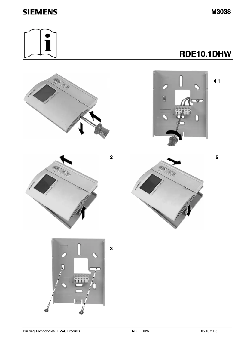 Page n°1 - Manuel utilisateur Siemens RDE10.1DHW