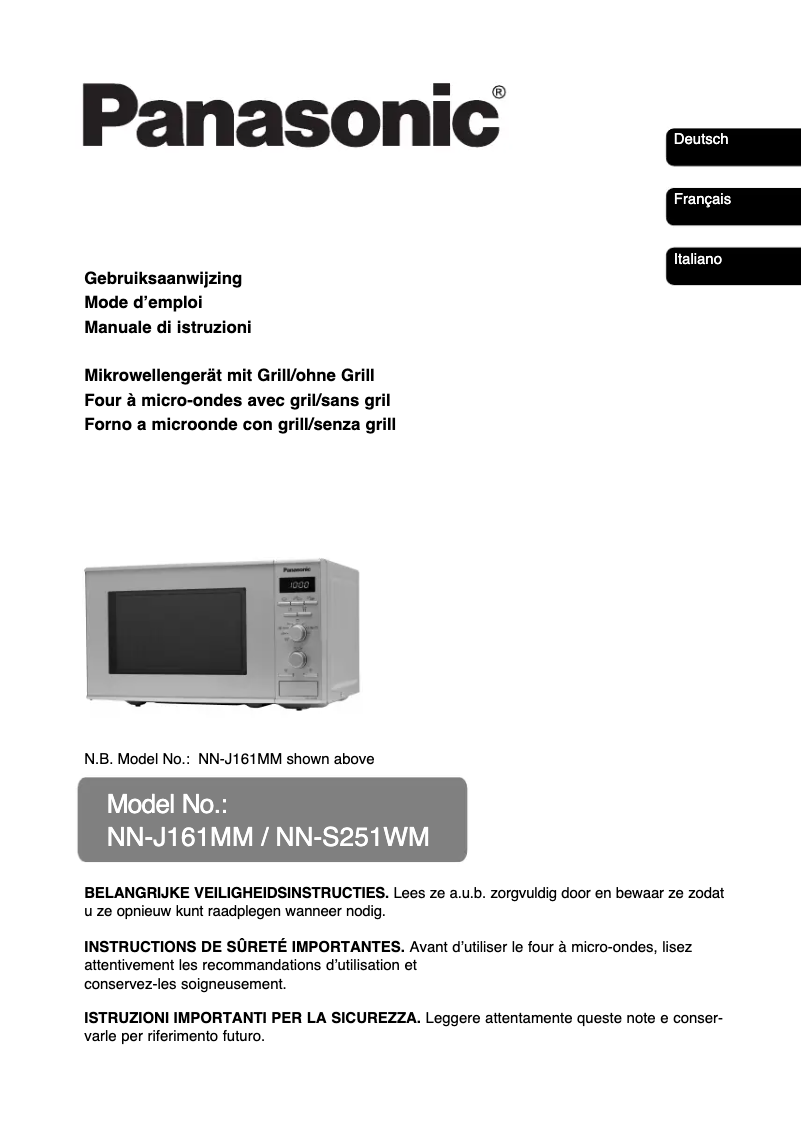 Page 1 de la notice Manuel utilisateur Panasonic NN-S251