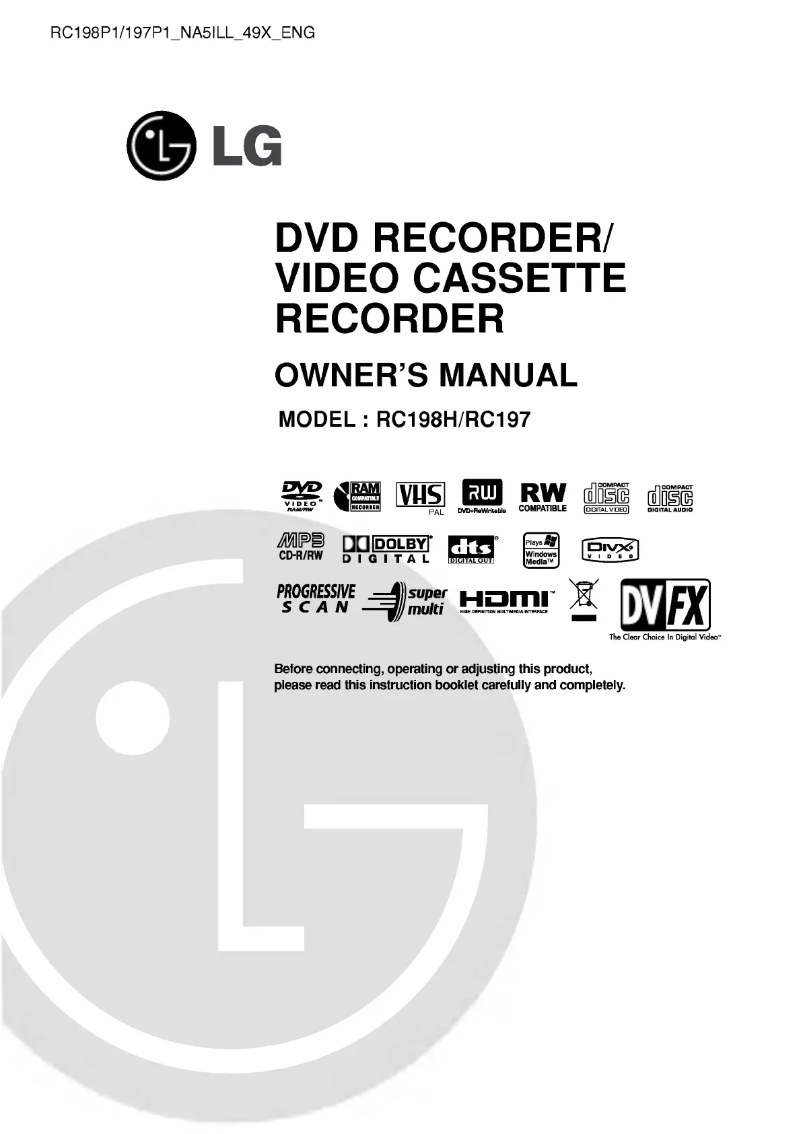 Page 1 de la notice Manuel utilisateur LG RC198H