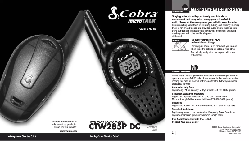 First page image of the manual for CTW285P DC