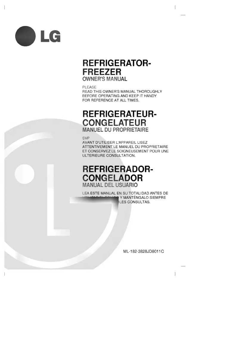 Page 1 de la notice Manuel utilisateur LG GR-182SVF