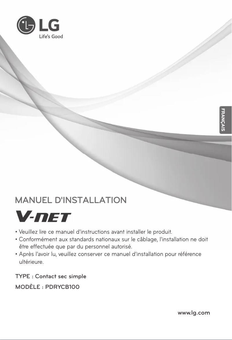 Page 1 de la notice Manuel utilisateur LG PDRYCB100