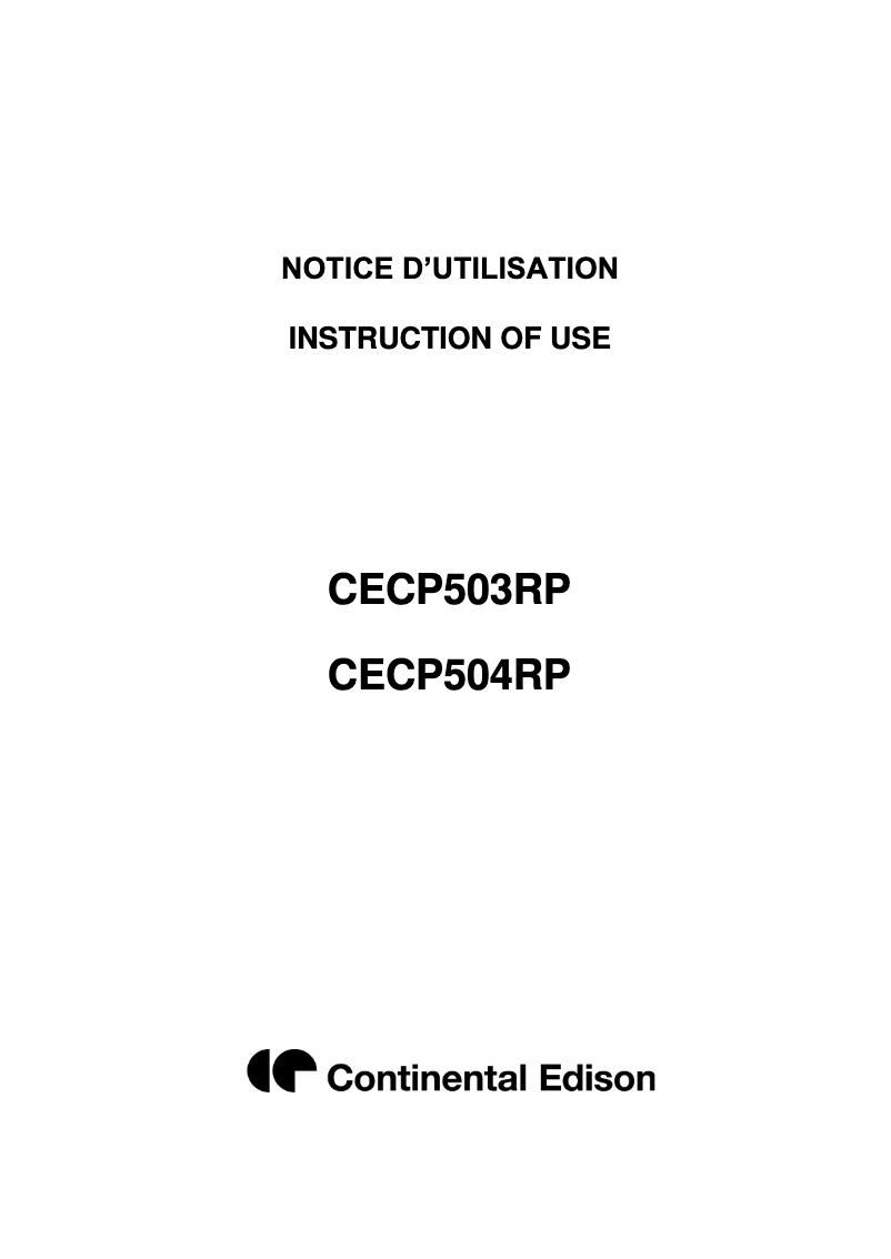 Image de la première page du manuel de l'appareil CECP504RP