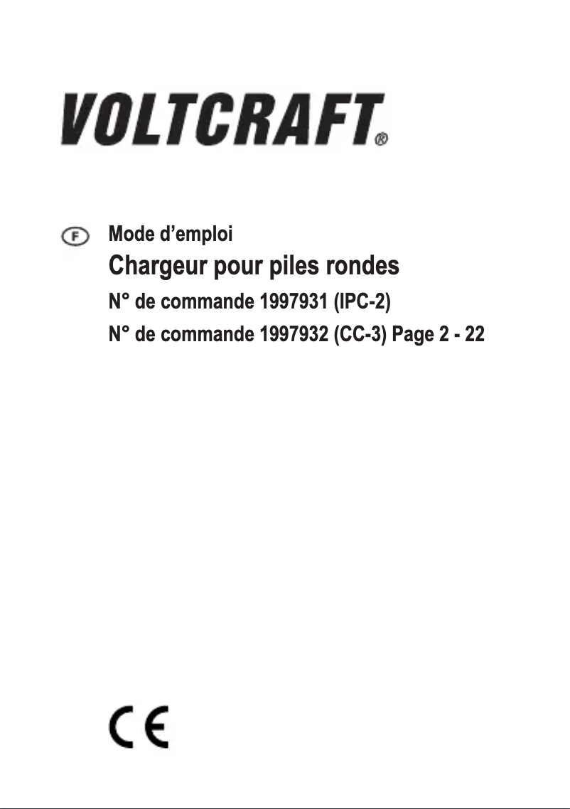 Page 1 de la notice Manuel utilisateur Voltcraft CC-3