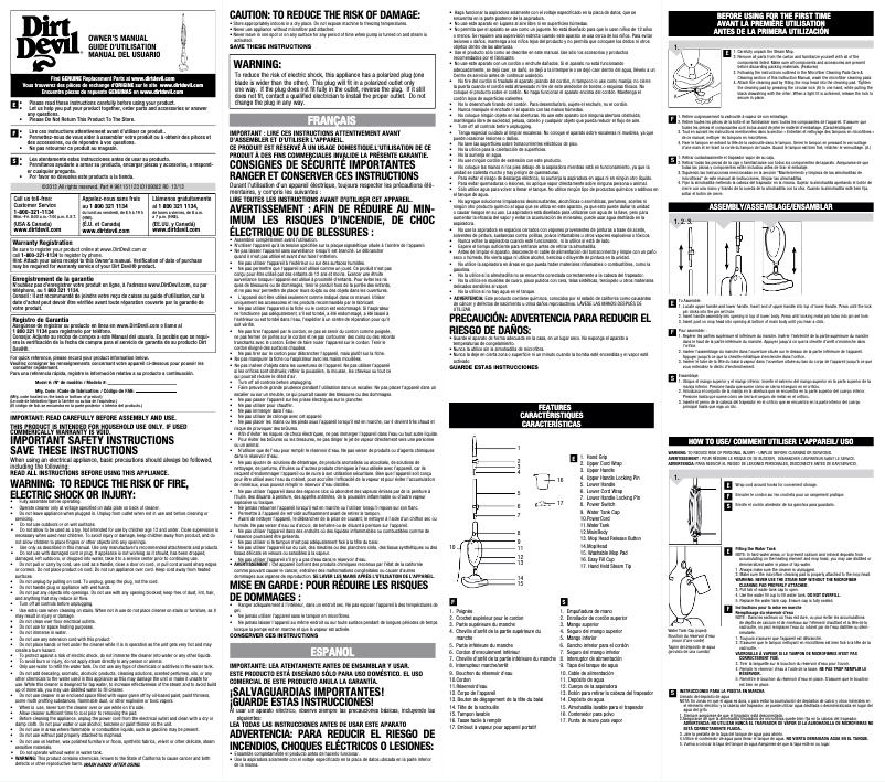 Page 1 de la notice Manuel utilisateur Dirt Devil VersaSteam PD20100