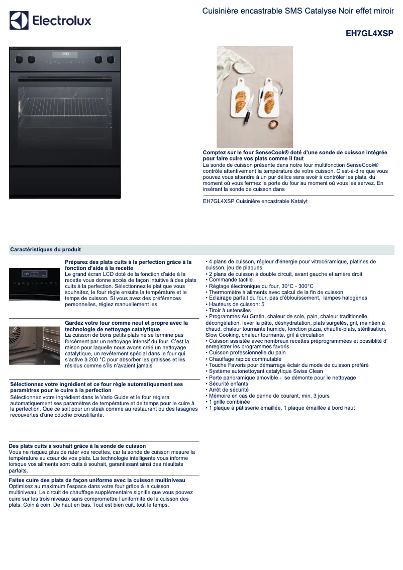 Page 1 de la notice Fiche technique Electrolux EH7GL4XSP
