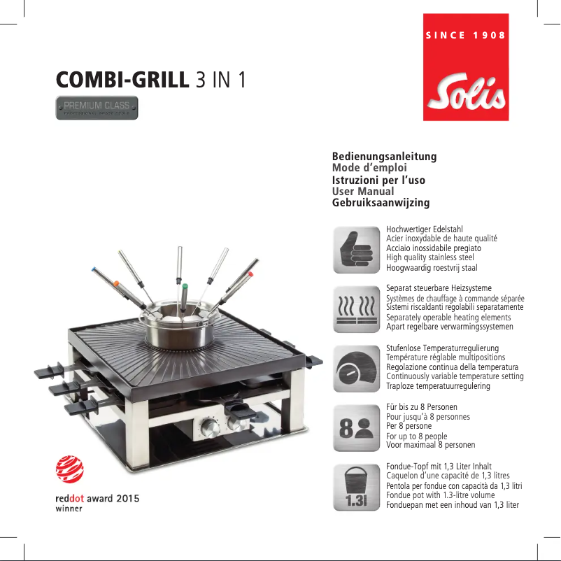 Page 1 de la notice Manuel utilisateur Solis Combi Grill 3 In 1 796