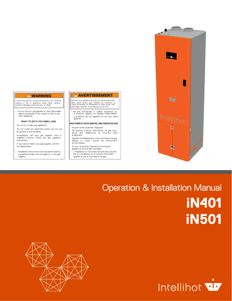 Page 1 de la notice Manuel utilisateur Intellihot iN401