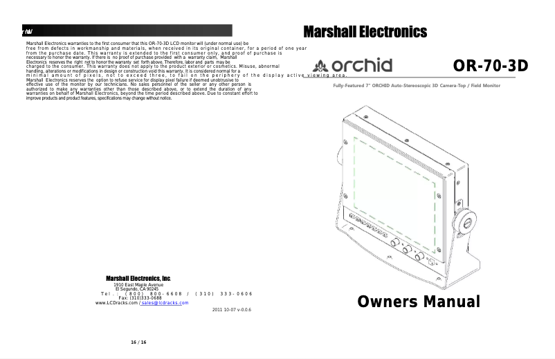 Image de la première page du manuel de l'appareil Orchid OR-70-3D