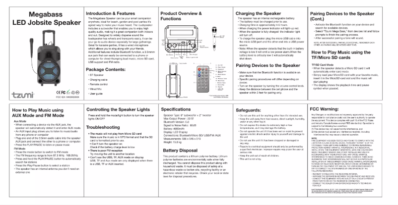 Image de la première page du manuel de l'appareil Megabass