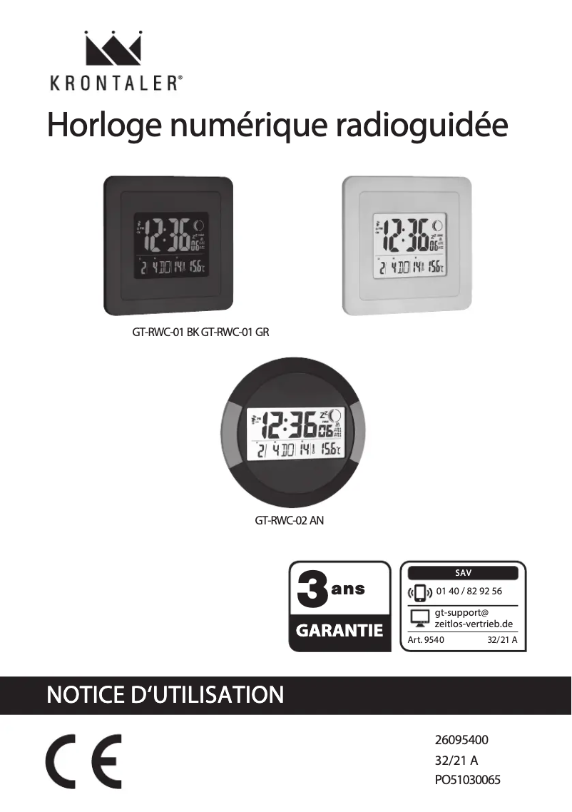 Page n°1 - Manuel utilisateur Krontaler GT-RWC-01-BK