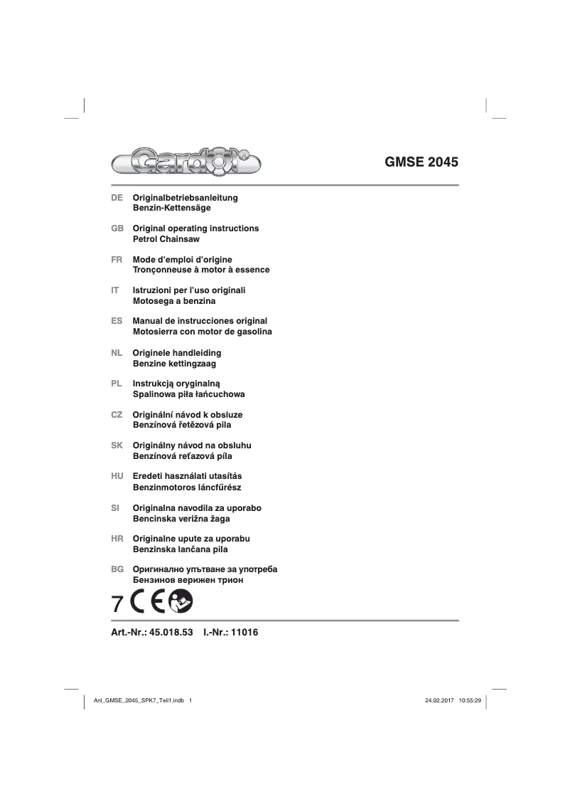 Page n°1 - Manuel utilisateur Gardol GMSE 2045