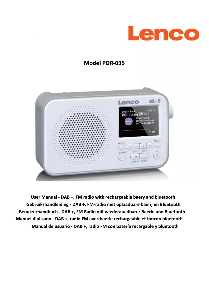 Image de la première page du manuel de l'appareil PDR-035