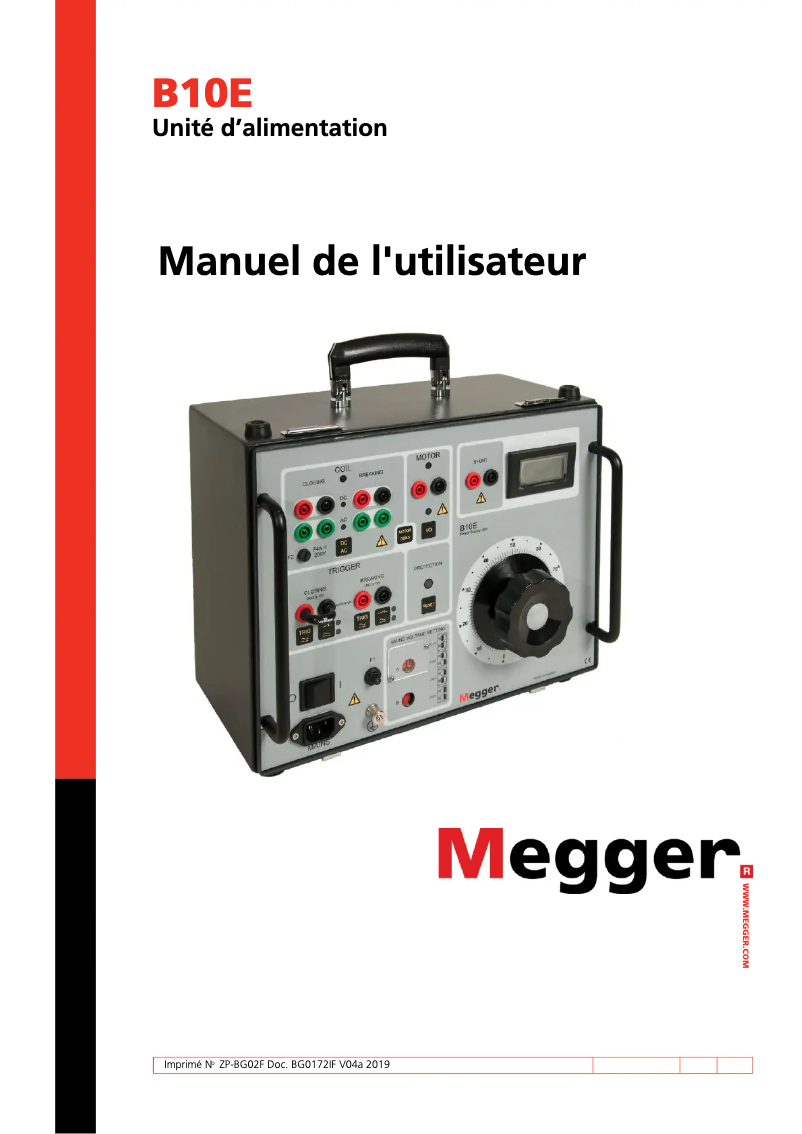 Page 1 de la notice Manuel utilisateur Megger B10E