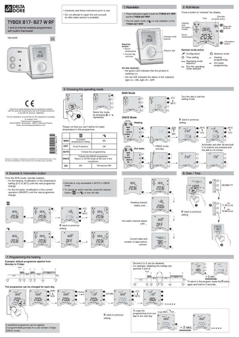 Page 1 de la notice Manuel utilisateur Delta Dore TYBOX 827 W RF