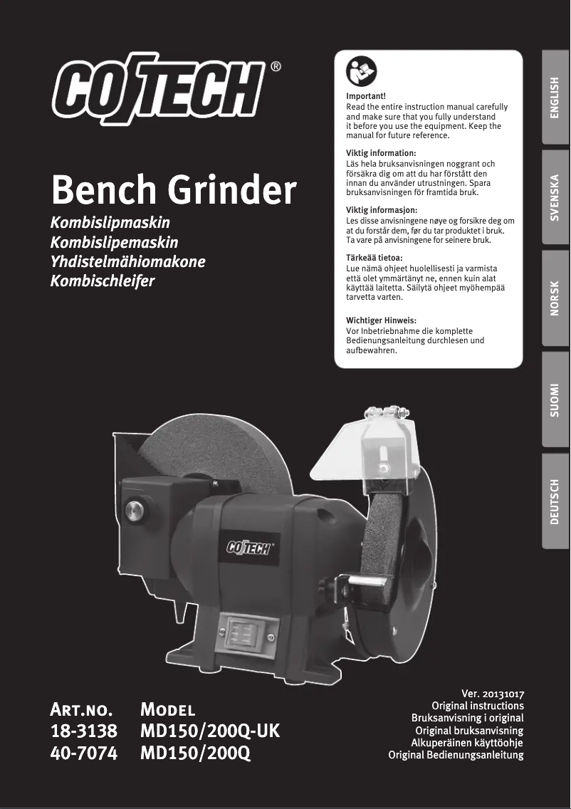 Page n°1 - Manuel utilisateur Cotech MD150/200Q