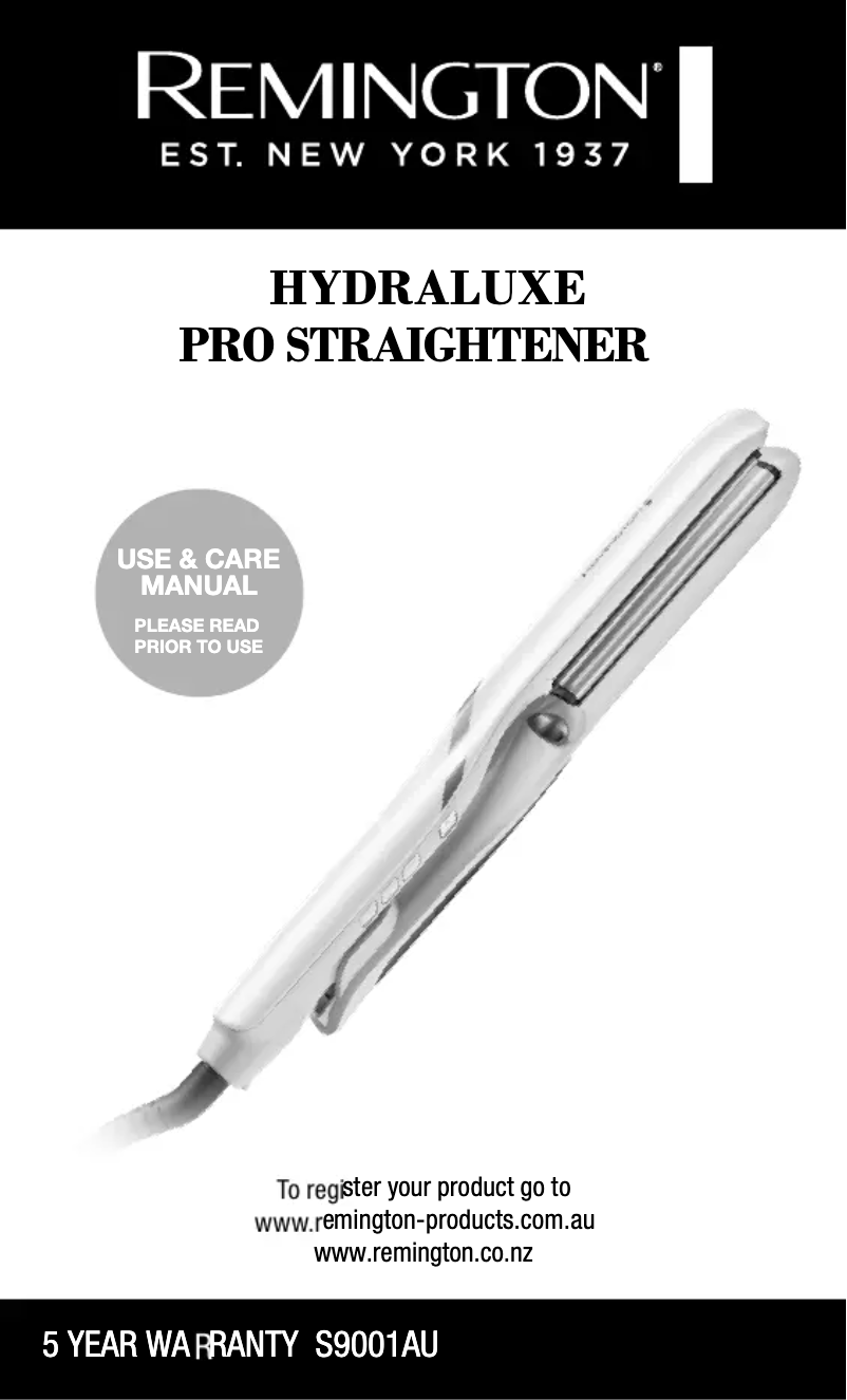 Image de la première page du manuel de l'appareil Hydraluxe Pro S9001AU