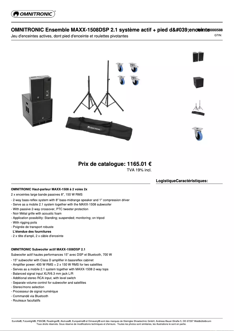 Página 1 del manual Ficha técnica Omnitronic MAXX-1508DSP
