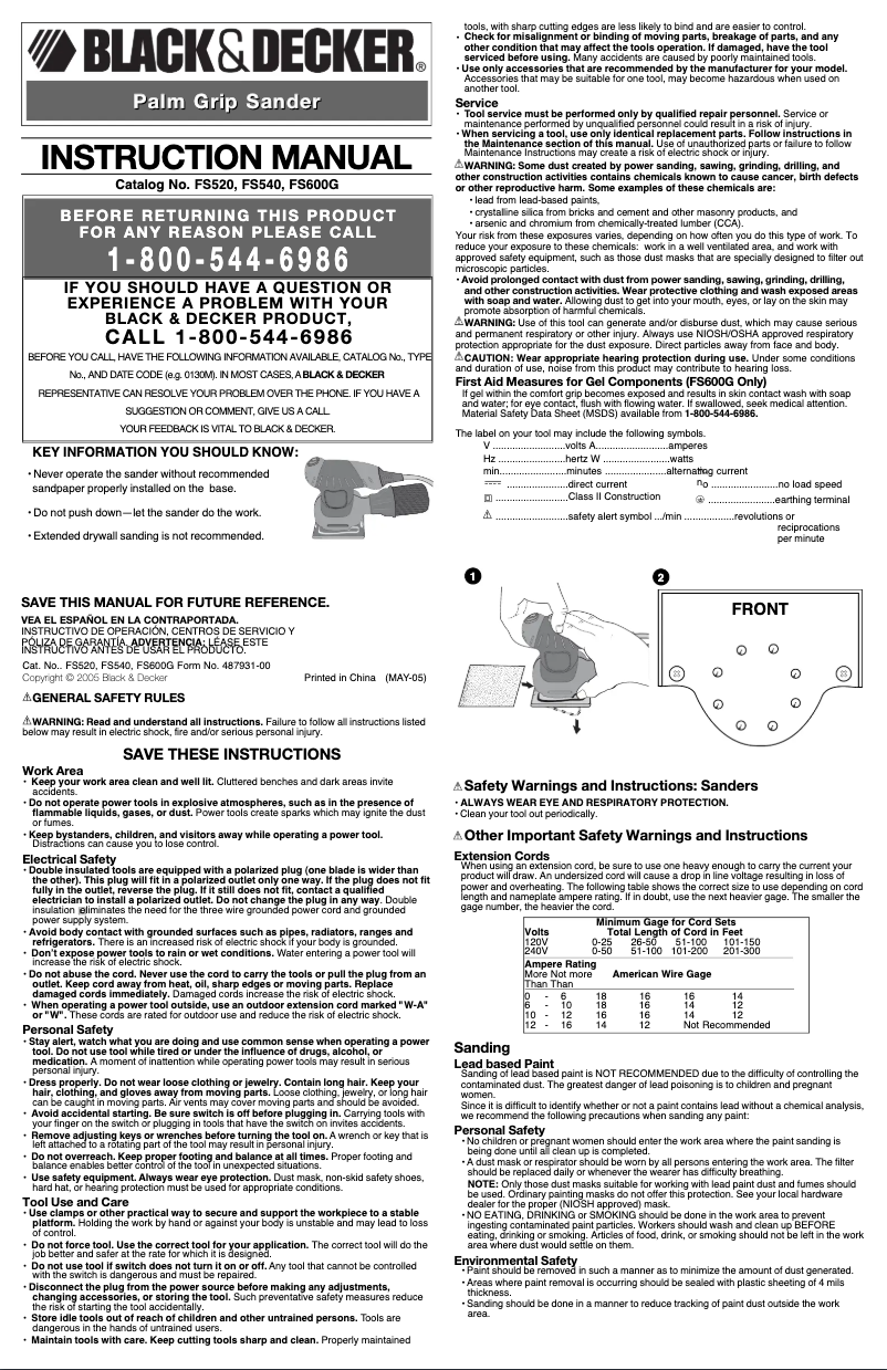 Page 1 de la notice Manuel utilisateur Black & Decker FS600G