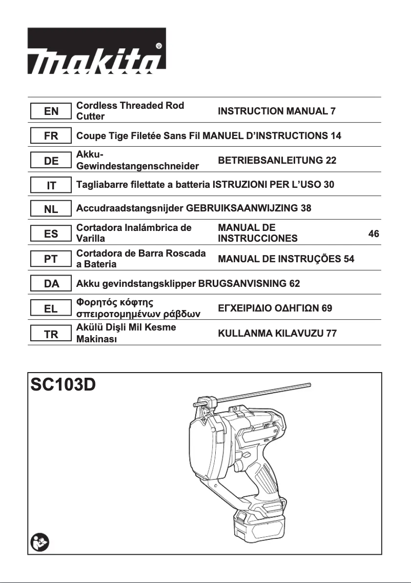 Page n°1 - Manuel utilisateur Makita SC103D