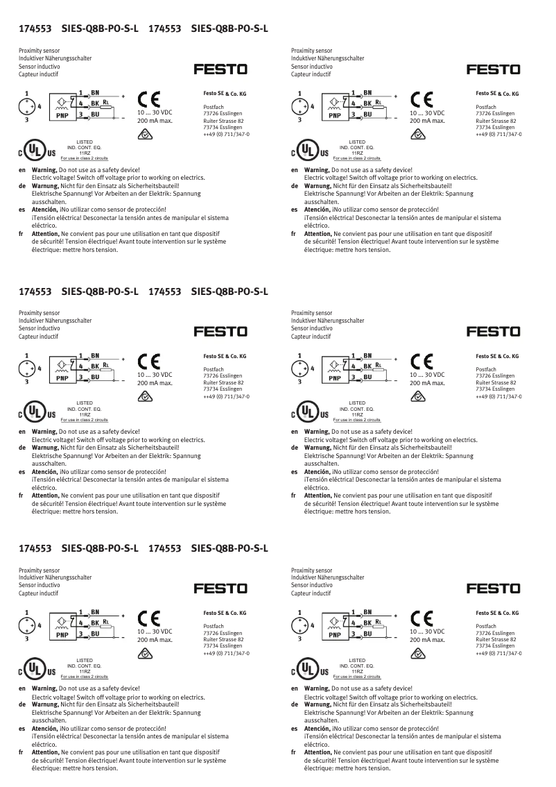 Page 1 de la notice Manuel utilisateur Festo SIES-Q8B-PO-S-L