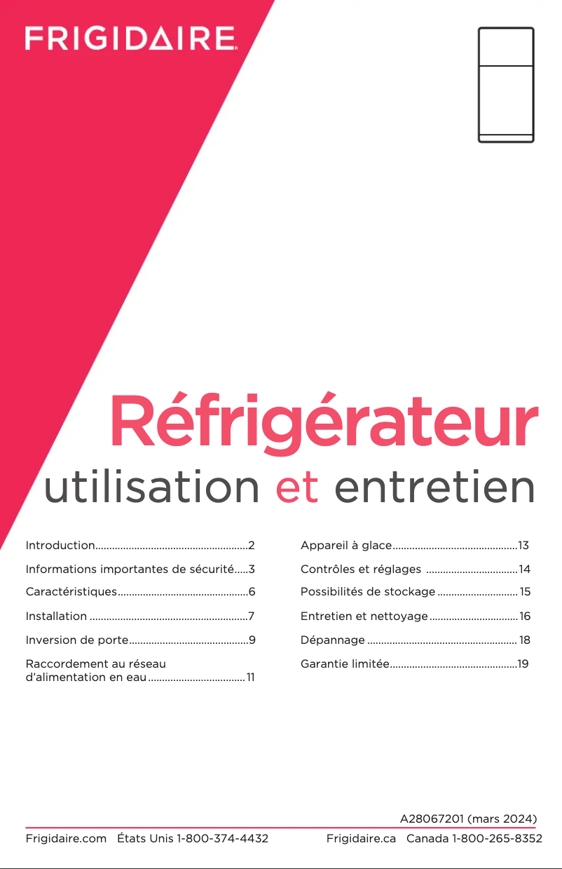 Page n°1 - Manuel utilisateur Frigidaire FRTE1622AS
